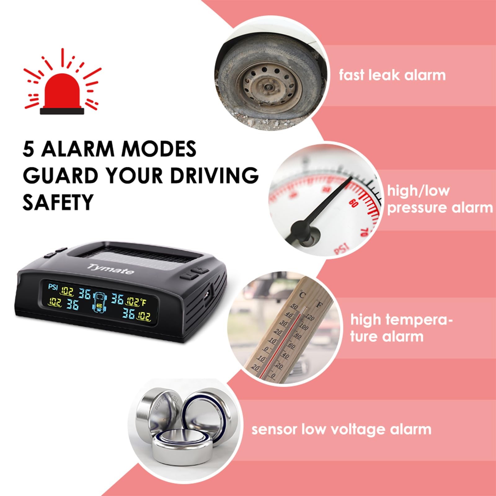 RV Tire Pressure Monitoring System - Solar TPMS with 4 Sensors 0-87 PSI