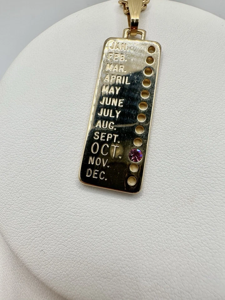 Золотистый октябрь день рождения подвеска розовый камень 18 дюймов ожерелье зодиак календарь читать - Изображение 4 из 4