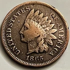 1865 Indian Head Cent Liberty Nearly Full Slight Planchet Bend Civil War JC1837