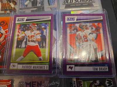 2 2022 SCORE PURPLE BOARDER CARDS PATRICK MAHOMES & TOM BRADY  CE