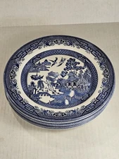 Set/6 Vintage Churchill Blue Willow Ironstone 10 1/4" Dinner Plates England
