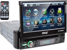 Pyle PLTS78DUB 1 DIN CD/DVD Car Stereo Receiver w/ 7" Motorized Touchscreen  