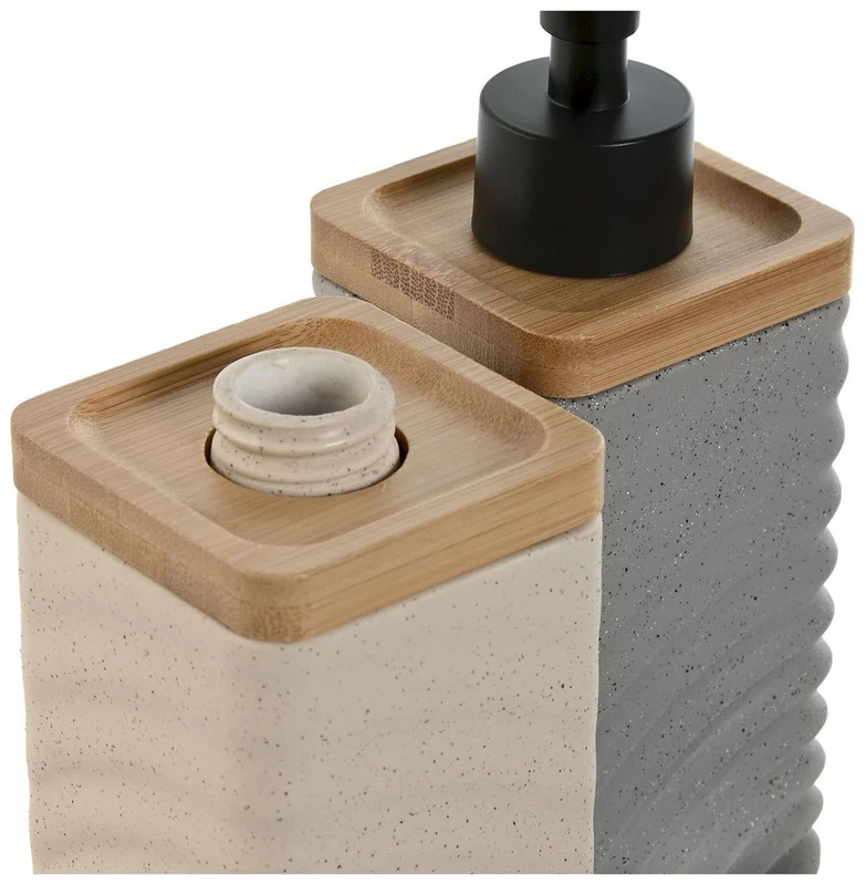 Dosasapone Bagno Dolomite e Bambù 320 ml Beige o Grigio Dispenser Sapone Liquido, fotografia 3 di 9