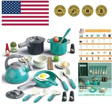 32Pcs Kids Play Kitchen Toys Set, Toddlers Pretend Cooking Playset Acccessori...