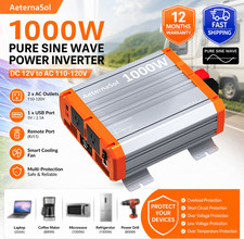 1000W Power Inverter Pure Sine Wave Inverter 12V DC to 110V 120V AC Converter