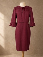 J.Crew Sz 10 Maroon Bell Sleeve Sheath Dress