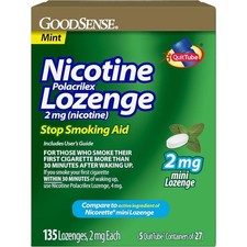 GoodSense Mini Nicotine Polacrilex Lozenge, 2 mg Nicotine , Mint Flavor 135 Cnt