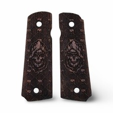 Colt 1911 Walnut Hooded Grim Reaper Skull Diamond Crosshatch Gothic Grips - Mult