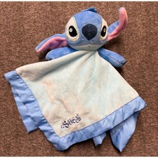 Disney Lilo and Stitch Baby Security Blanket Lovey Blue Tie Dye Satin Trim Plush