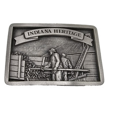 VINTAGE BELT BUCKLE INDIANA HERITAGE 3D PEWETER FARM BUREAU LIMITED EDITION