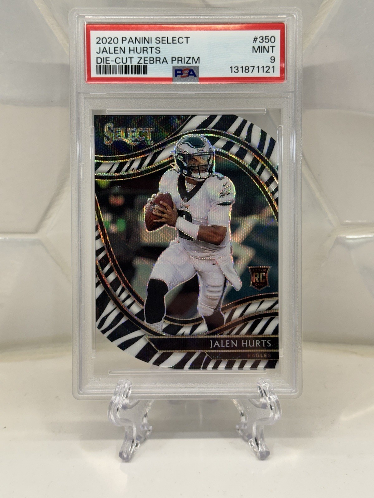 2020 Panini Select - Field Level Jalen Hurts #350 Zebra Prizm (RC) Die Cut