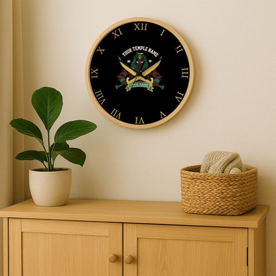 Custom Shriners Symbol Masonic Warrior Cross Sword Wall Clock, Mason Temple Gift