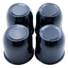 4 Push Through Black Wheel Center Caps Trailer Wheel Rims 3.25 Center Bore