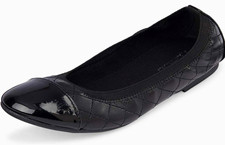 The Children's Place Girls Black Quilted Patent Toe Ballet Flats Slip-On 2