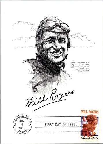 Dr Jim Stamps Maximum Card Will Rogers 15C Fdc
