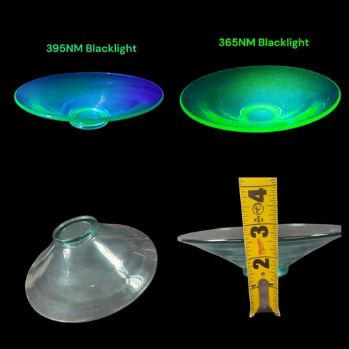Aqua Green Uranium Depression Glass Dessert Bowl Tapered Base UV Glow