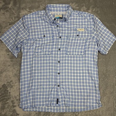 Magellan Outdoors Fish Gear  Relaxed Fit Moisture Wick L Blue Plaid Button-Up