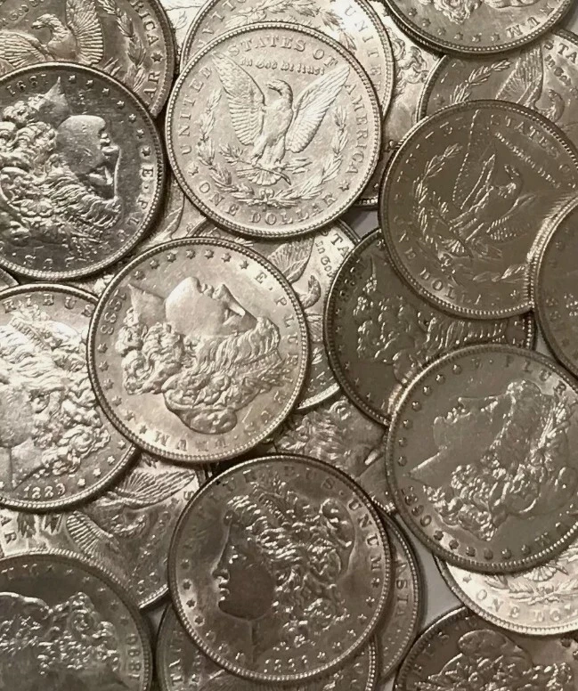 Lote de 5 Dólares Americanos Morgan Plata 1878-1893 CC - Fechas Mixtas Sin Circular✈️ Foto 2 de 3