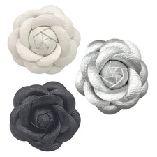 Camellia Brooch Pin Camellia Flower Pin Leather Brooch Pin For Women 3Pack Whit
