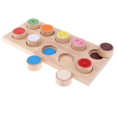 Hölzerne Touch-and-Match-Zylinder Sensorikbrett Kinder Montessori-Lernspielzeug