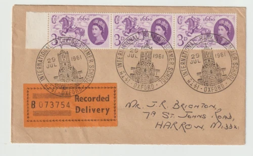 29/7/1961 UK GB Cover - 14th International Banking Summer School - Oxford