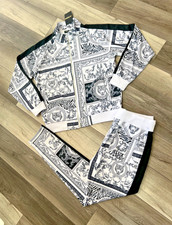 NWT Men's Tracksuit Set White Black and Grey Tiger Graphics Size Medium