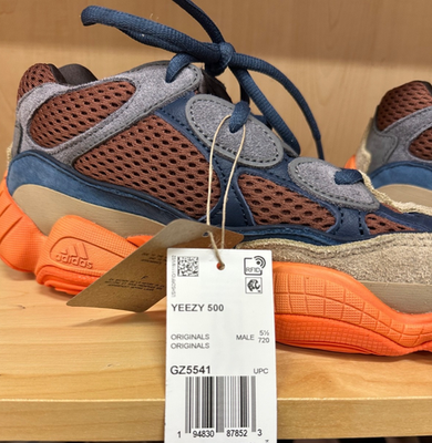 adidas Yeezy 500 Enflame Size 5.5 Mens Orange Blue Tan Sneakers