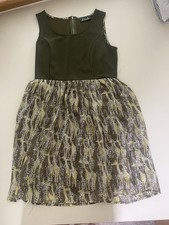 Maude Vintage  Women's Dress S Fit And Flare Sleeveless Olive Green  Lightweight