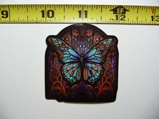 BUTTERFLY SMALL STICKER DECAL STAINED GLASS STYLE BEAUTIFUL COLORS