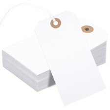 150 PCS Blank Shipping Tag 4.75x2.375 Inches Manila Label String White DIY