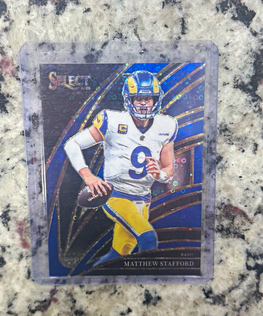 2025 Panini Select Club Level Blue Disco Prizm Matthew Stafford Rams #219 /25 2