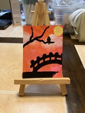 ACEO Original Acrylic Painting Landscape Abstract Art Card ATC Scenery 135