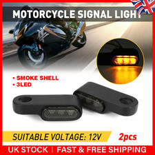 2x Mini LED Motorcycle Turn Signal Indicators Blinker Amber Light Universal 12V