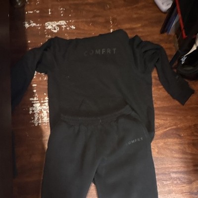 COMFRT Men s Black 2-Piece Sweatsuit Set 3XL, Pullover, Elastic Waist
