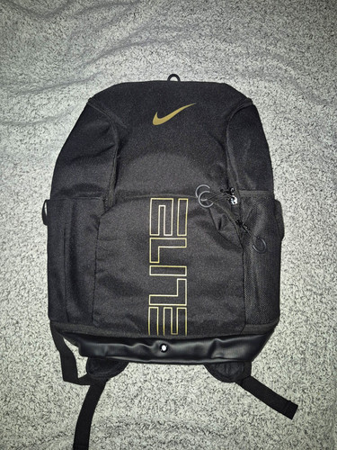 Nike Elite Black/Gold Logo Backpack Modern Soft Casing Extra Compartments