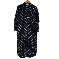 UNITED ARROWS polka dot print shirt dress, size 38, navy. Women USED