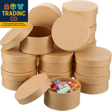 24 Pcs round Paper Mache Box, Small Gift Box with Lid 3.9 Inch Nesting DIY Cardb