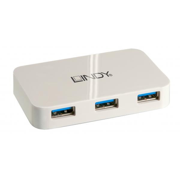 HUB USB 3.0 LINDY BASIC 4 PORTE - cavo USB 3.0 A/Micro-B da 0,5m incluso Colore