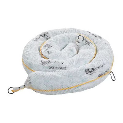 Pig Bom405 Sorbent Boom, 24 Gal, 5 In X 10 Ft, Oil, White, 4 Pk