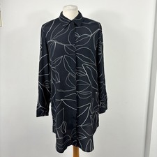 Mint Velvet Longline Shirt Size 10 Navy Blue White Floral Leaf Summers Print NEW