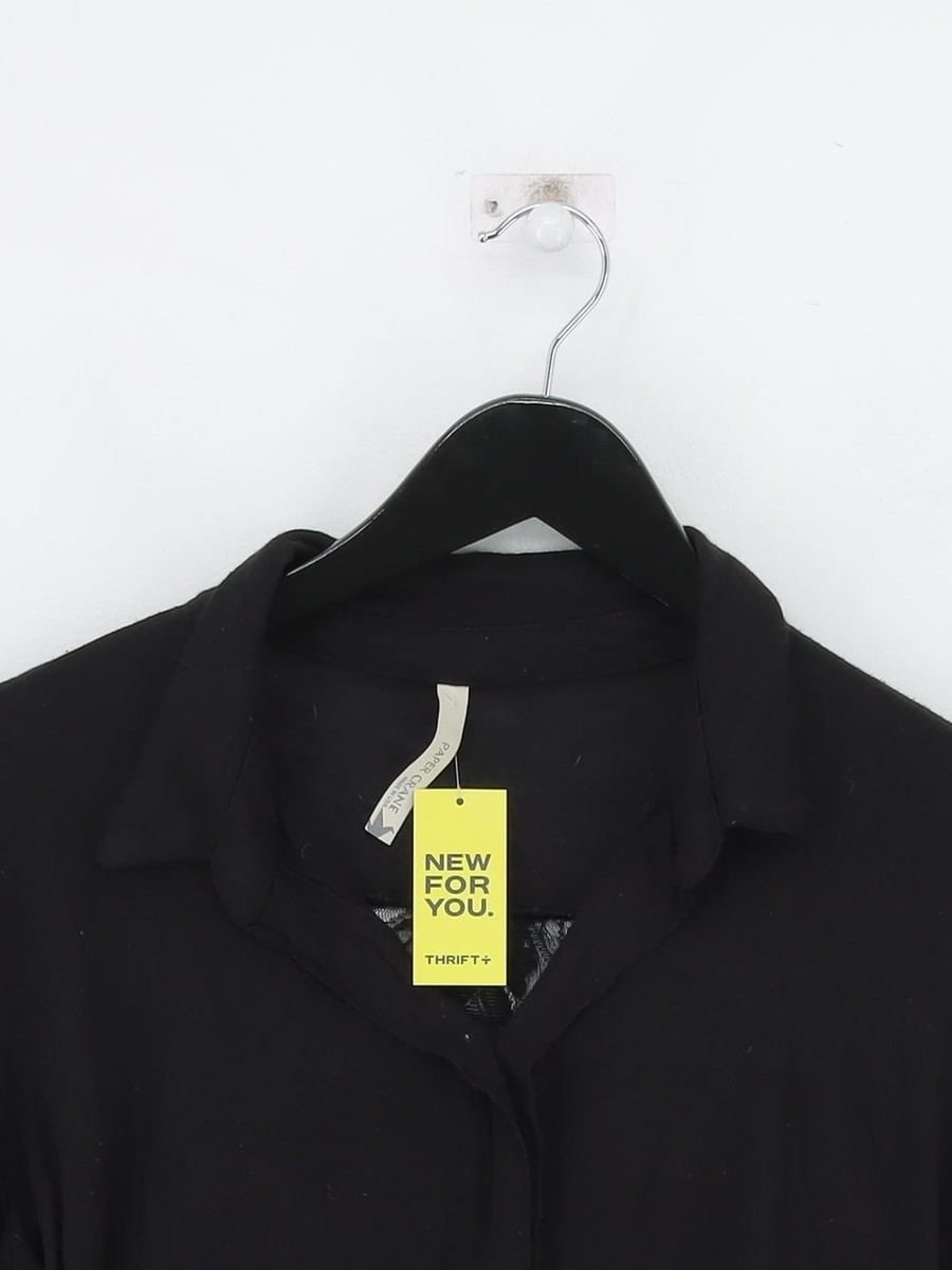Paper Crane Women's Blouse S Black 100% Other 3/4 Sleeve V-Neck Basic View 3