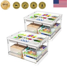 24QT 2Packs Clear Craft Organizers and Storage with Trays, Art Supply Organiz...