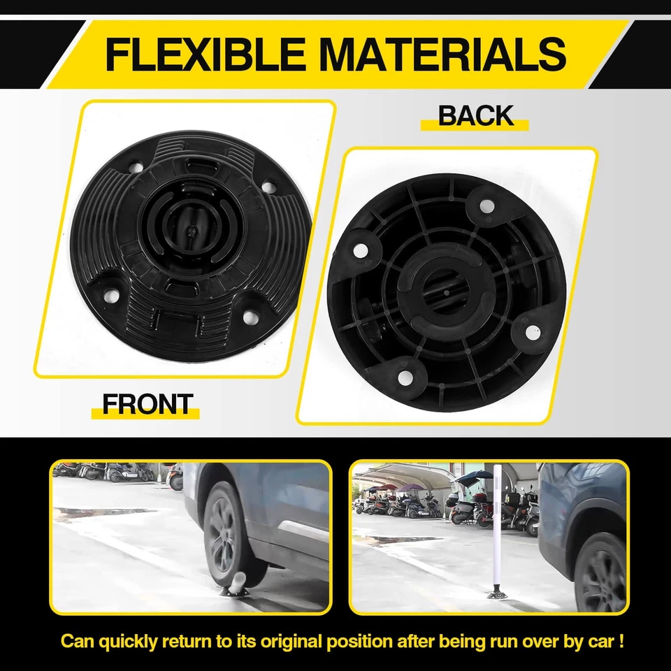 48''/36'' Flexible Surface Mount Delineator Posts for Parking Lot Road Safety - Image 4 of 4