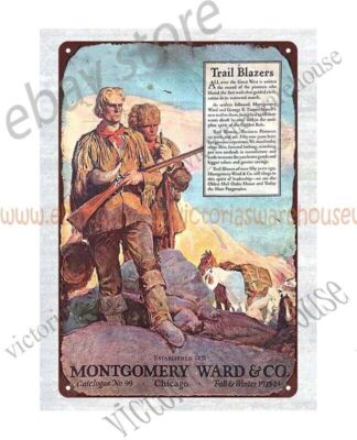1924 trail blazer MONTGOMERY WARD metal tin sign colourful metal wall art