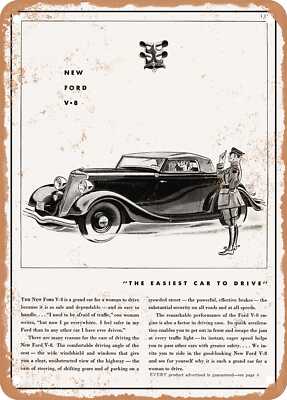 METAL SIGN - 1934 V8 De Luxe Cabriolet Top Up Vintage Ad