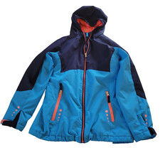 Lands' End Jacket Coat Girl's Large 14 Blue Pink Stars Hood Full Double Zip
