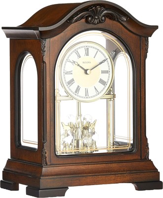 Elegant Walnut Chiming Clock with Westminster Melody & Revolving Pendulum