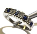 14k white gold .52ct SI1 VS2 H princess diamond sapphire gemstone band ring 2.1g — photo 5