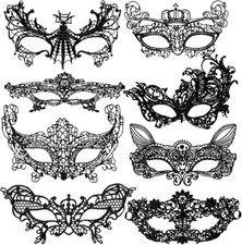 8 Pcs Masquerade Masks for Women, Black Lace Venetian Mascarade Ball Masks for
