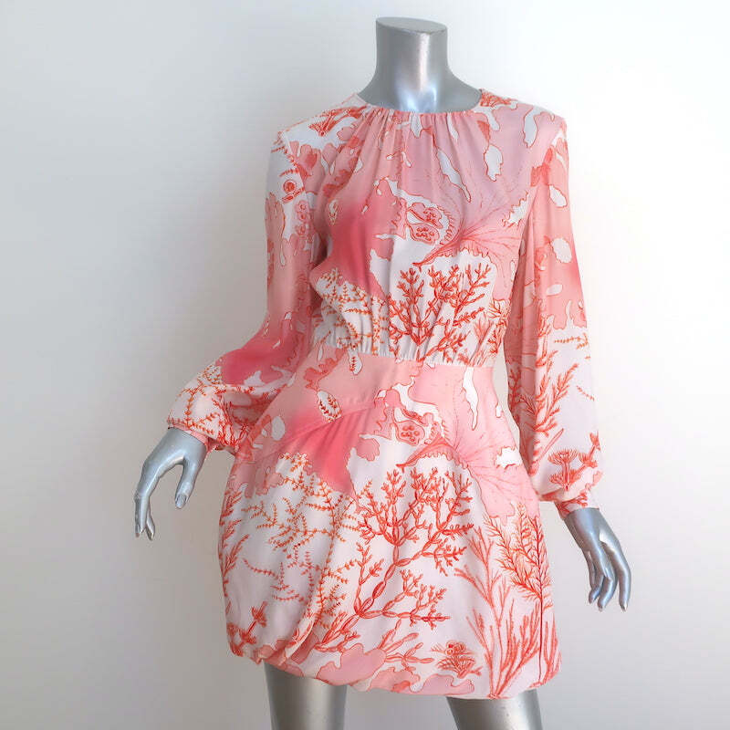 Stella McCartney Coral Print Long Sleeve Mini Dress Pink Size 36